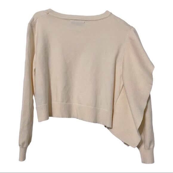 Zara Cropped Side Frill Knit Top In Cream Size Small - Picture 7 of 11